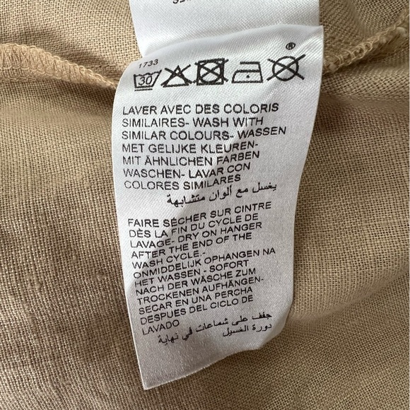 Maison 123 100% Linen Button Down Shirtdress in Khaki/Tan, size F42 / US12 - Picture 8 of 10